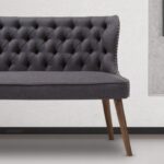 Nora Two Seater Love Seat With Button Tufted Back In Grey Colour