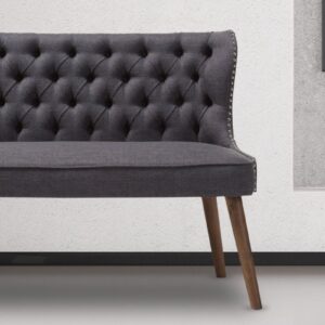 Nora Two Seater Love Seat With Button Tufted Back In Grey Colour