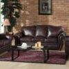 Editha Leatherette Sofa Set in Brown Colour