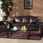 Editha Leatherette Sofa Set in Brown Colour
