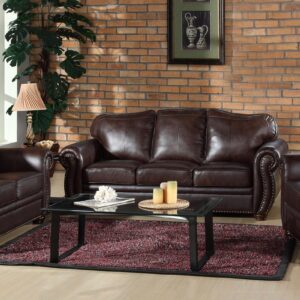 Editha Leatherette Sofa Set in Brown Colour