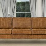 Denver Three Seater Sofa In Tan Leatherette