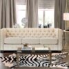 Perfect Appeal Three Seater Upholstered Sofa In Beige Colour
