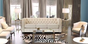Perfect Appeal Three Seater Upholstered Sofa In Beige Colour