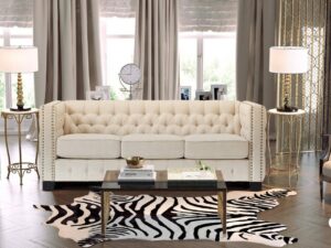 Perfect Appeal Three Seater Upholstered Sofa In Beige Colour