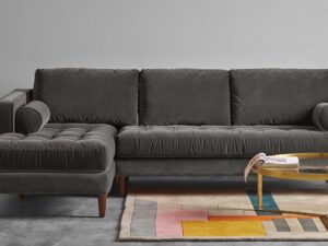 Daryl RHS Three Seater Sofa In Grey Colour