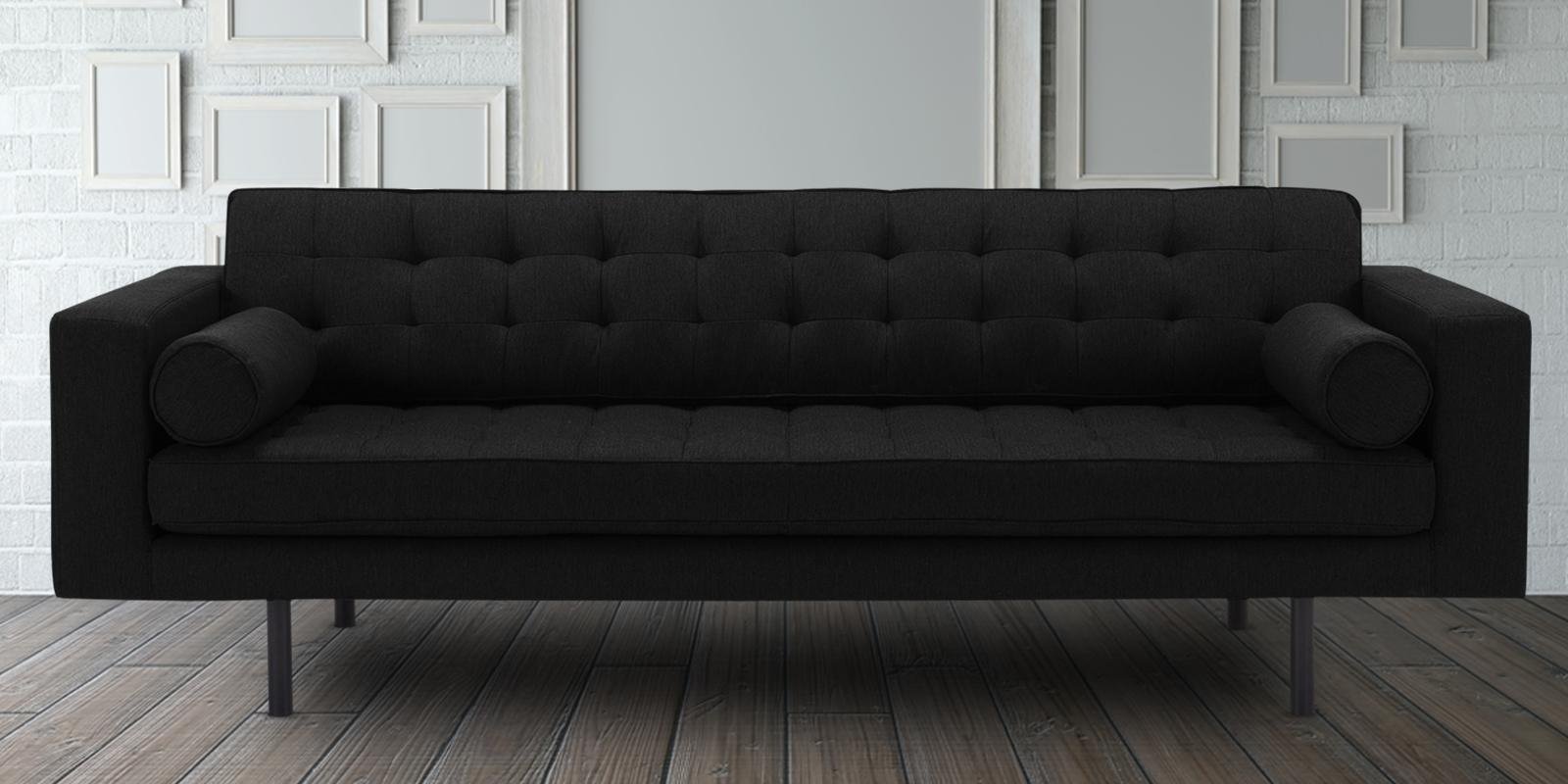 Striking Button Tufted Three Seater Sofa In Grey Colour