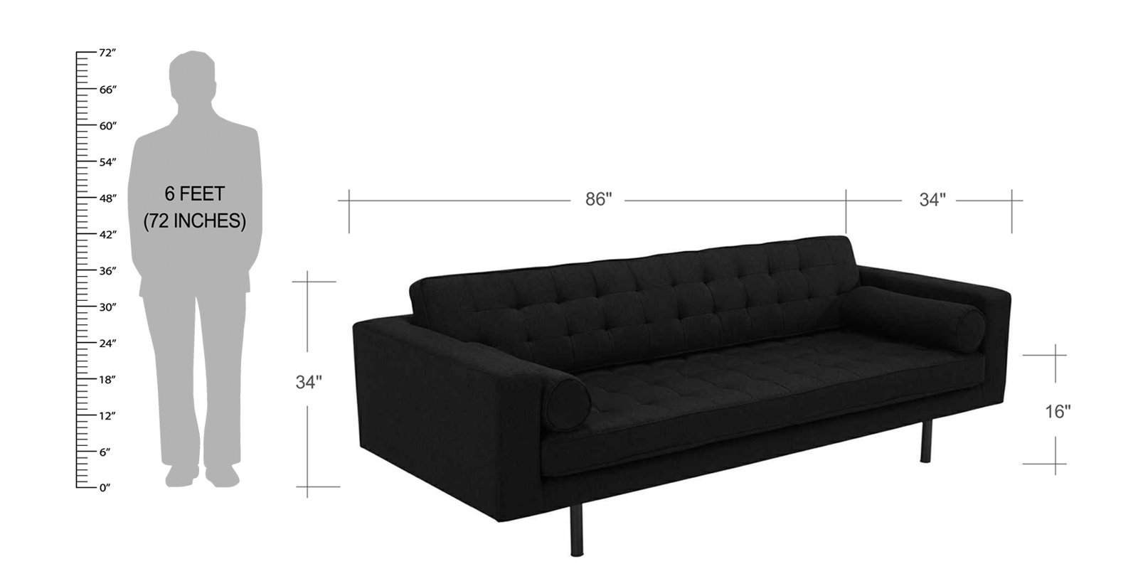 Striking Button Tufted Three Seater Sofa In Grey Colour