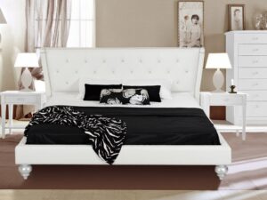 Eleonora Classic bed in white leatherette