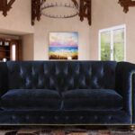 Sophisticated Chesterfield Three Seater Sofa In Blue Colour