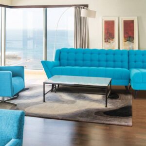 Mid-Century Town LHS Two Seater Sofa With Lounger In Ocean Blue Colour