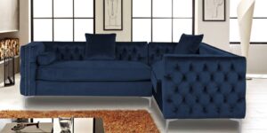 Tidafors Classic RHS Sofa in Velvet Blue Colour by Dreamzz Furniture