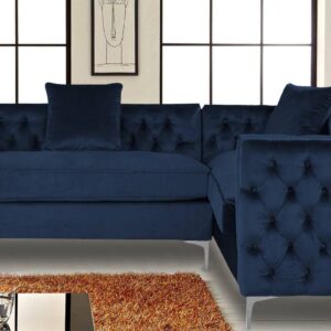 Tidafors Classic RHS Sofa in Velvet Blue Colour by Dreamzz Furniture