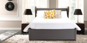 Noham Wing Bed with  grey fabric