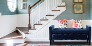 Speranza Button Tufted Settee With Storage In Navy Blue Colour