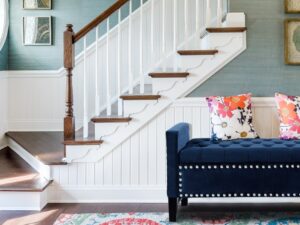 Speranza Button Tufted Settee With Storage In Navy Blue Colour