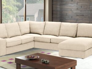 Kappa Sleek LHS Sofa with Lounger in Light Beige Colour by Dreamzz Furniture