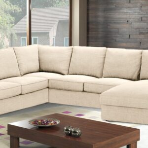 Kappa Sleek LHS Sofa with Lounger in Light Beige Colour by Dreamzz Furniture