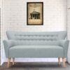 Mid-Century Style Button Tufted Two Seater Sofa In Off Blue Colour