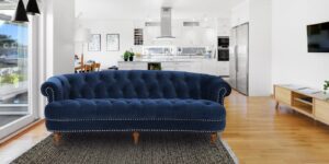 Chesterfield 3 Seater Sofa in Navy Blue colour by Dreamzz Furniture