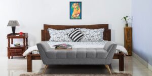Studio Look Tufted Recamier in Grey Colour by Dreamzz Furniture