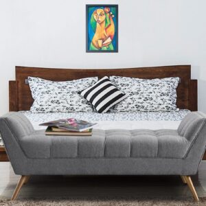 Studio Look Tufted Recamier in Grey Colour by Dreamzz Furniture