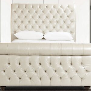 Astonishing Beige Leatherette Upholstered  Bed