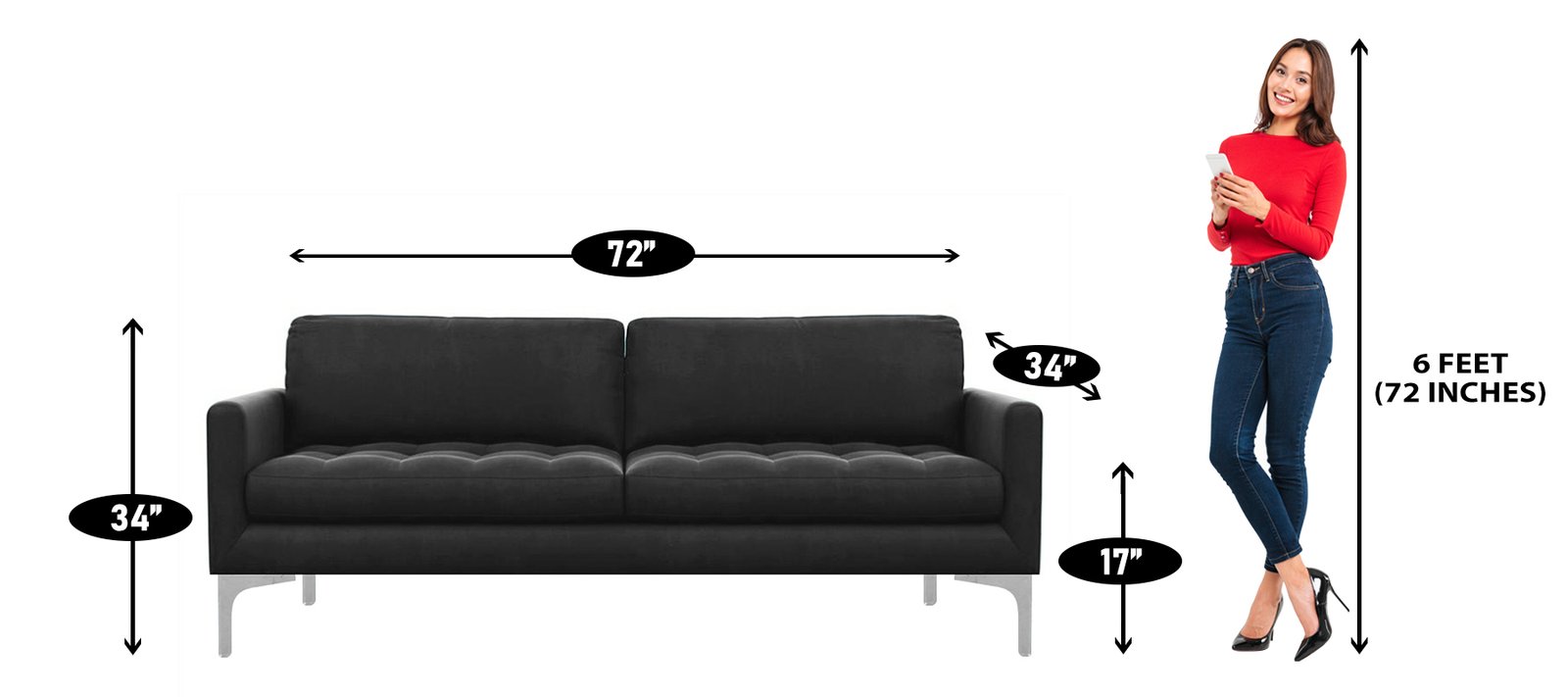 Resplendet Three Seater Sofa in Darkish Brown Colour