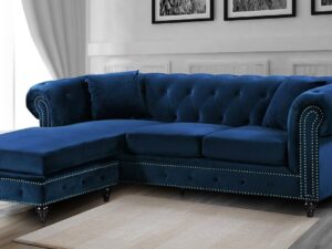 Courageous RHS 2 Seater Sofa with Lounger in Navy Blue Colour