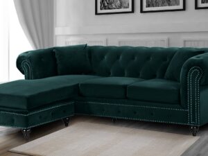 Courageous RHS 2 seater sofa with Lounger in Green Colour