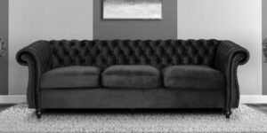 Phenomenal Chesterfield Three Seater Sofa With Rolled Arms Dark Brown colour