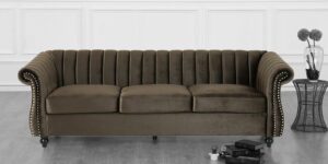 Gleaming 3 Seater Sofa in Dark Brown colour by Dreamzz Furniture
