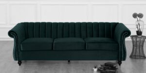 Gleaming 3 Seater Sofa in Greenish Blue colour by Dreamzz Furniture