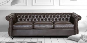 Tyson Leatherette Three Seater Sofa in Brown colour