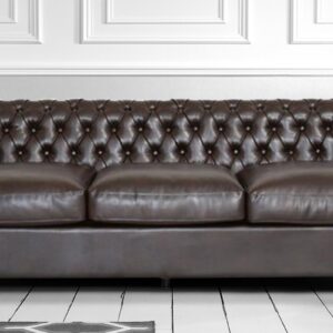Tyson Leatherette Three Seater Sofa in Brown colour