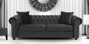 Perceptive Three Seater Sofa in Dark Brown Colour with Rolled Arms
