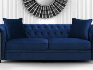 Perceptive 3 Seater Sofa in Navy Blue Colour by Dreamzz Furniture