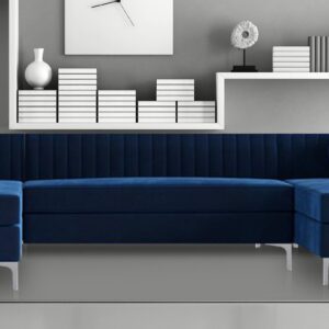 Consequential U Shape Sectional Sofa in Navy Blue colour by Dreamzz Furniture