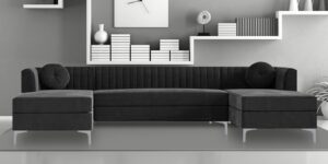 Consequential U Shape Sectional Sofa in Dark Grey colour