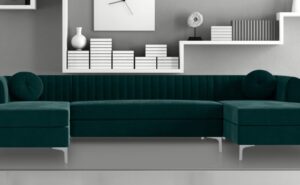 Consequential U Shape Sectional Sofa in Green colour by Dreamzz Furniture