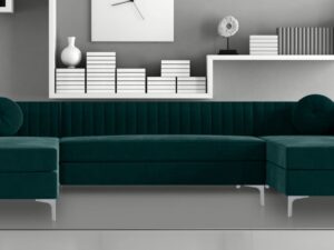 Consequential U Shape Sectional Sofa in Green colour by Dreamzz Furniture