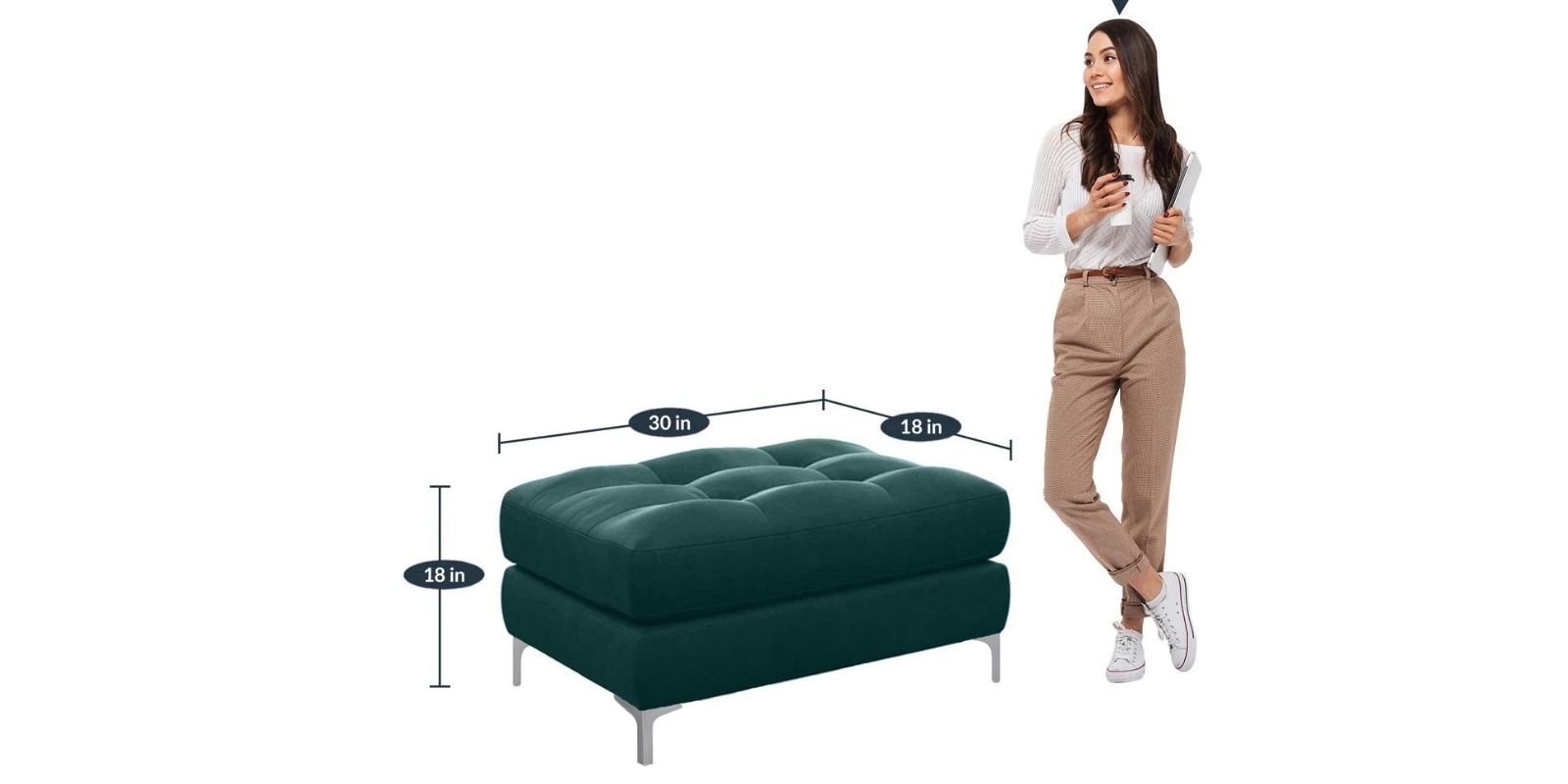 Dazzling Upholstered Stool in Green colour by Dreamzz Furniture