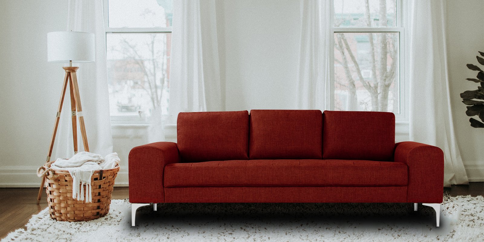 Stunning Three Seater Sofa In Burnt Orrange Colour