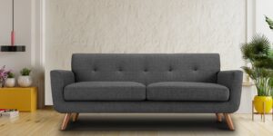 Mid-Century Classic 3 Seater Sofa in Grey Colour by Dreamzz Furniture