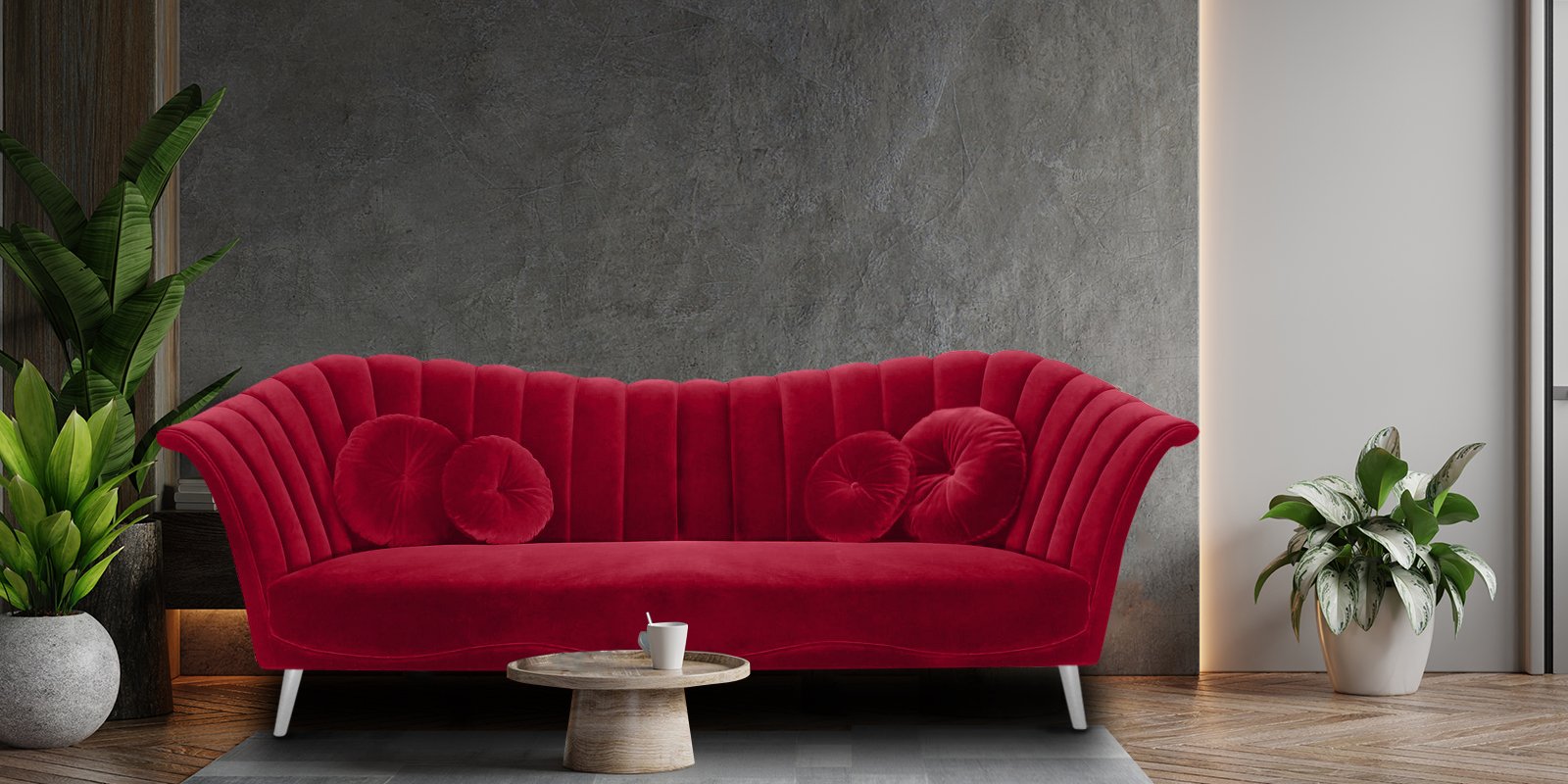 Ikon Three Seater Sofa In Cranberry Colour