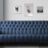 Obeisance Tufted Upholstered 3 Seater Sofa in Dark Blue Colour