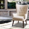 Charming Wing Chair in Beige Colour by Dreamzz Furniture