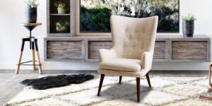 Charming Wing Chair in Beige Colour by Dreamzz Furniture
