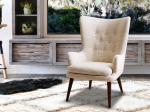 Charming Wing Chair in Beige Colour by Dreamzz Furniture