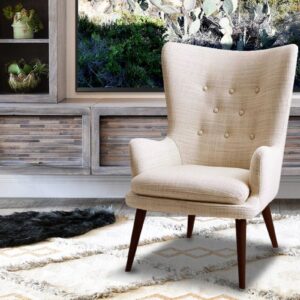 Charming Wing Chair in Beige Colour by Dreamzz Furniture